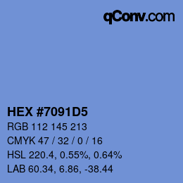カラーコード: HEX #7091D5 | qconv.com