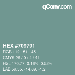 颜色代码: HEX #709791 | qconv.com