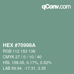 Color code: HEX #70998A | qconv.com