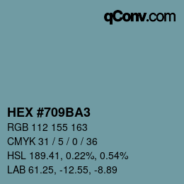 カラーコード: HEX #709BA3 | qconv.com
