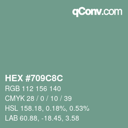 Color code: HEX #709C8C | qconv.com