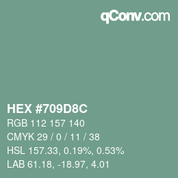 Color code: HEX #709D8C | qconv.com