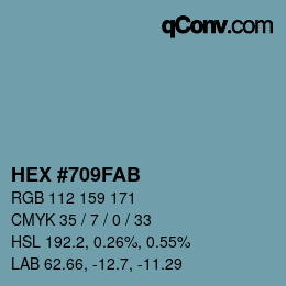 Farbcode: HEX #709FAB | qconv.com
