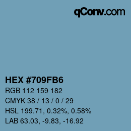 カラーコード: HEX #709FB6 | qconv.com