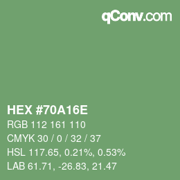 Color code: HEX #70A16E | qconv.com