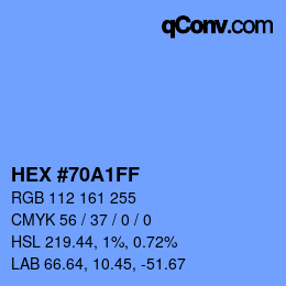 Color code: HEX #70A1FF | qconv.com