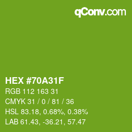 颜色代码: HEX #70A31F | qconv.com