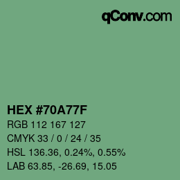 Color code: HEX #70A77F | qconv.com