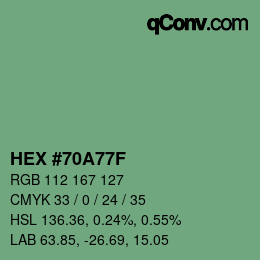 Color code: HEX #70A77F | qconv.com