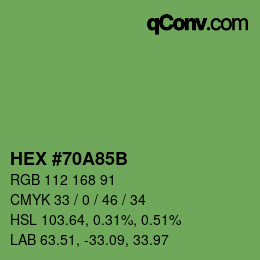 Color code: HEX #70A85B | qconv.com