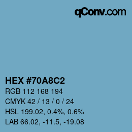 カラーコード: HEX #70A8C2 | qconv.com