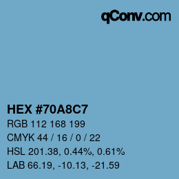 カラーコード: HEX #70A8C7 | qconv.com
