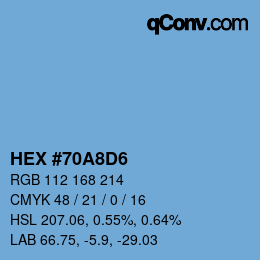 カラーコード: HEX #70A8D6 | qconv.com