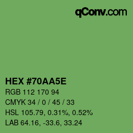 Color code: HEX #70AA5E | qconv.com