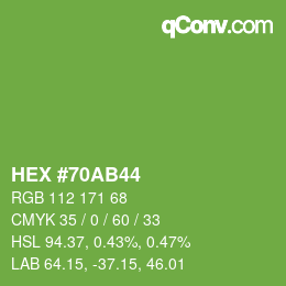 颜色代码: HEX #70AB44 | qconv.com