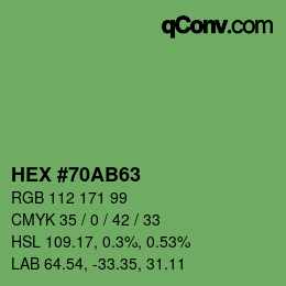 颜色代码: HEX #70AB63 | qconv.com