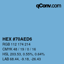 Color code: HEX #70AED6 | qconv.com