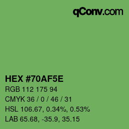 Farbcode: HEX #70AF5E | qconv.com