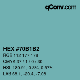 Color code: HEX #70B1B2 | qconv.com