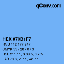 颜色代码: HEX #70B1F7 | qconv.com