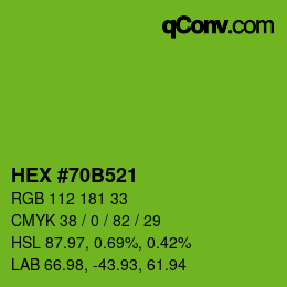 颜色代码: HEX #70B521 | qconv.com