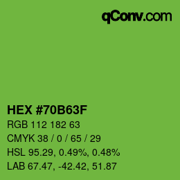 颜色代码: HEX #70B63F | qconv.com