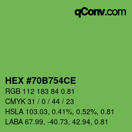 Farbcode: HEX #70B754CE | qconv.com