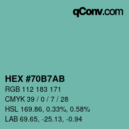 カラーコード: HEX #70B7AB | qconv.com