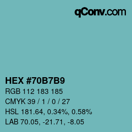 颜色代码: HEX #70B7B9 | qconv.com