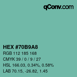 Color code: HEX #70B9A8 | qconv.com