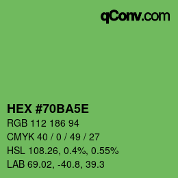 Farbcode: HEX #70BA5E | qconv.com