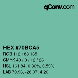 Color code: HEX #70BCA5 | qconv.com