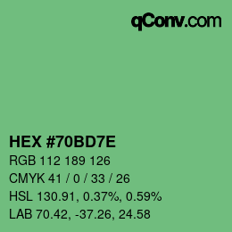 Color code: HEX #70BD7E | qconv.com