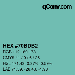 Color code: HEX #70BDB2 | qconv.com