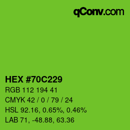 Color code: HEX #70C229 | qconv.com