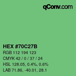 Code couleur: HEX #70C27B | qconv.com