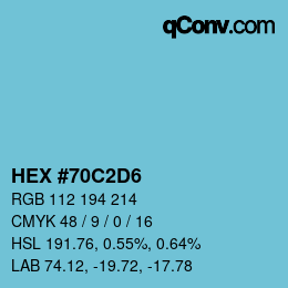 カラーコード: HEX #70C2D6 | qconv.com