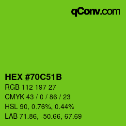 Color code: HEX #70C51B | qconv.com
