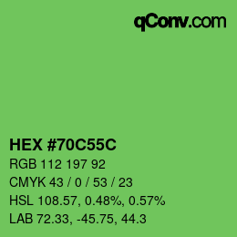 カラーコード: HEX #70C55C | qconv.com