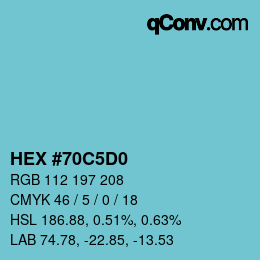 カラーコード: HEX #70C5D0 | qconv.com