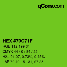 颜色代码: HEX #70C71F | qconv.com