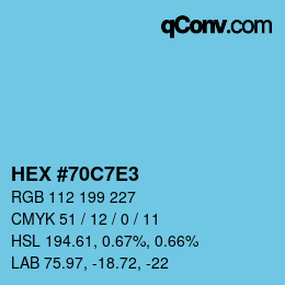Color code: HEX #70C7E3 | qconv.com