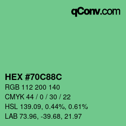 颜色代码: HEX #70C88C | qconv.com