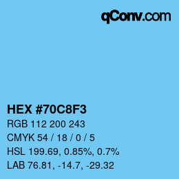 カラーコード: HEX #70C8F3 | qconv.com