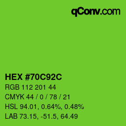 Color code: HEX #70C92C | qconv.com