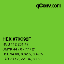 カラーコード: HEX #70C92F | qconv.com