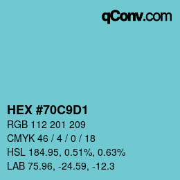 颜色代码: HEX #70C9D1 | qconv.com