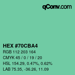 カラーコード: HEX #70CBA4 | qconv.com