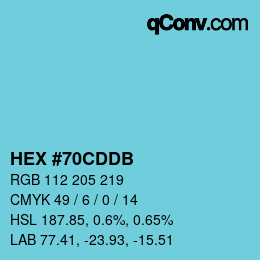 Color code: HEX #70CDDB | qconv.com