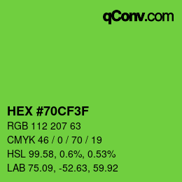カラーコード: HEX #70CF3F | qconv.com
